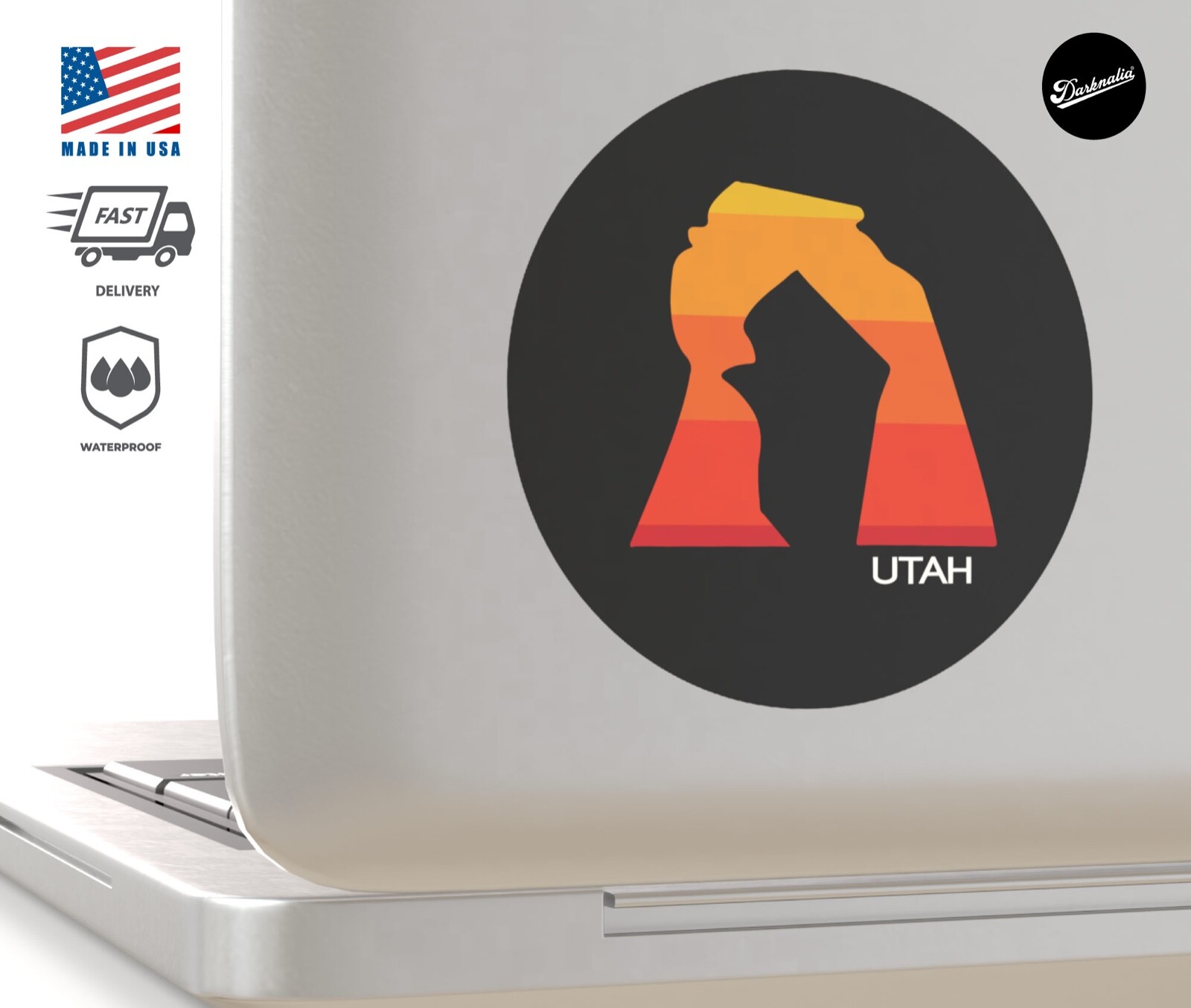 Utah Sunset Arch Road-Trip Wander Sticker – Waterproof – UV Protected – 3 x 3 in