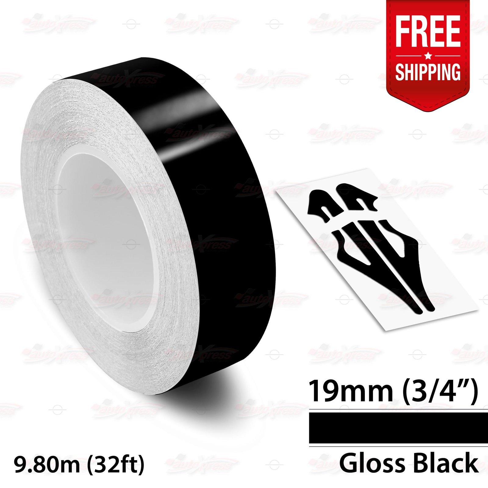 GLOSS BLACK 3/4″ 19mm Roll PIN STRIPE Car Striping Line TAPE Decal Vinyl Sticker