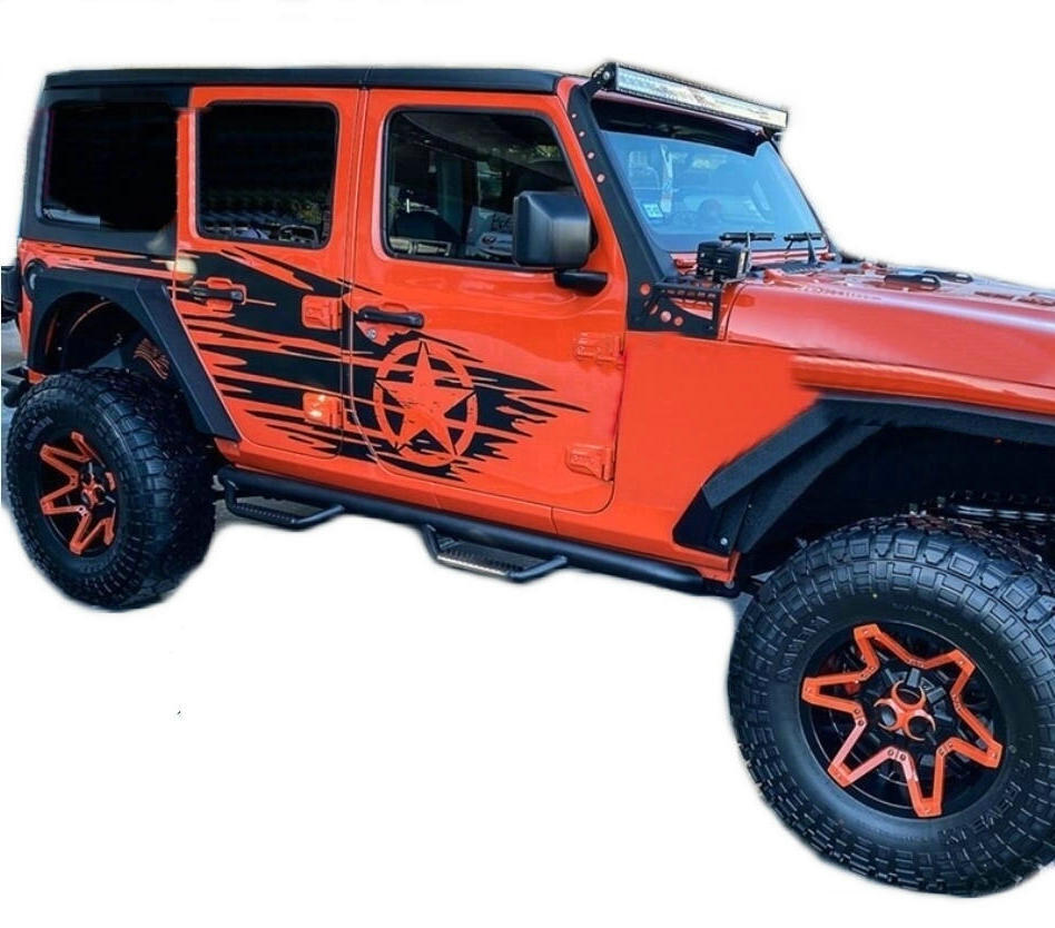 2 Pcs Graphic Vinyl Star Car Sticker For Jeep Wrangler 4 Door Side Stripe Decals