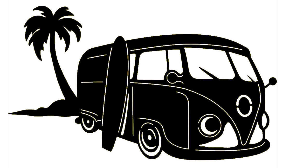 VW Kombi Bus Surfboard Palm Outdoor Vinyl Decal Car Truck Window Van Trailer