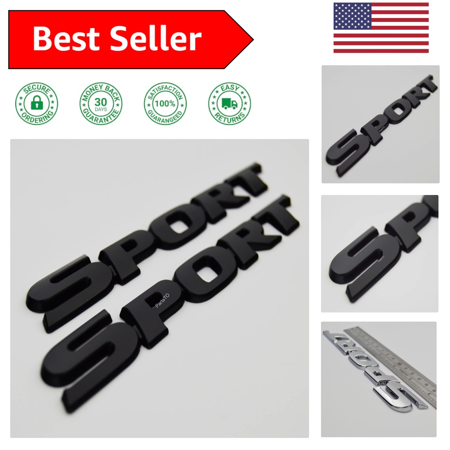 2x Matte Black Metal Performance Emblems for Universal Car Customization