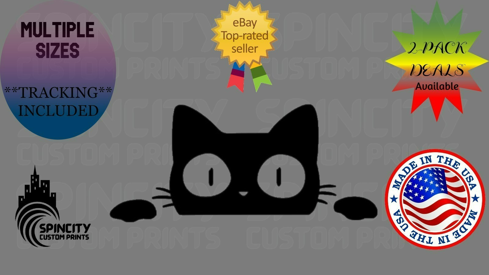 CAT Peek-a-Boo Car Window Vinyl Decal Laptop Animal Peeking Bumper Sticker NEW