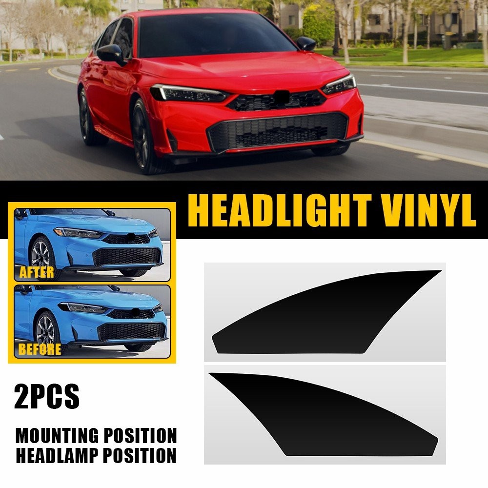 For 2022-2025 Civic Headlight Side Marker Front Precut SMOKE Vinyl Tint Overlays