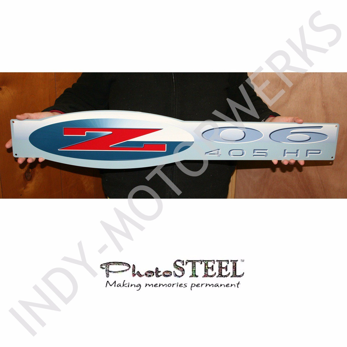 C5 CORVETTE ZO6 405HP WALL EMBLEM LARGE METAL ART 02-04 Z06 36″ by 6.5″ IN SIZE