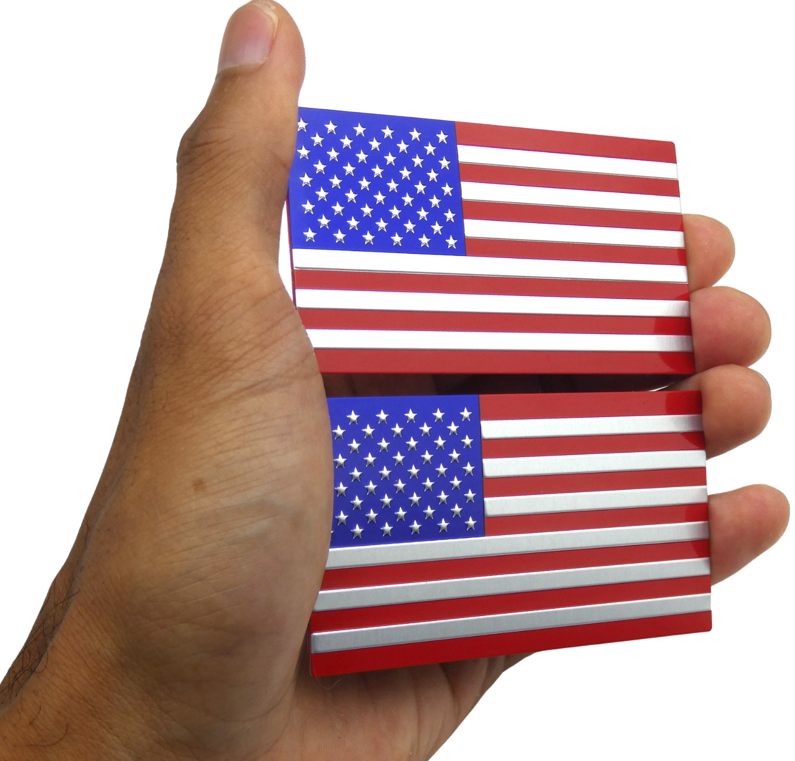 2x ALUMINUM American Flag Decal Sticker Car, Motorcycle, Patriotic Color