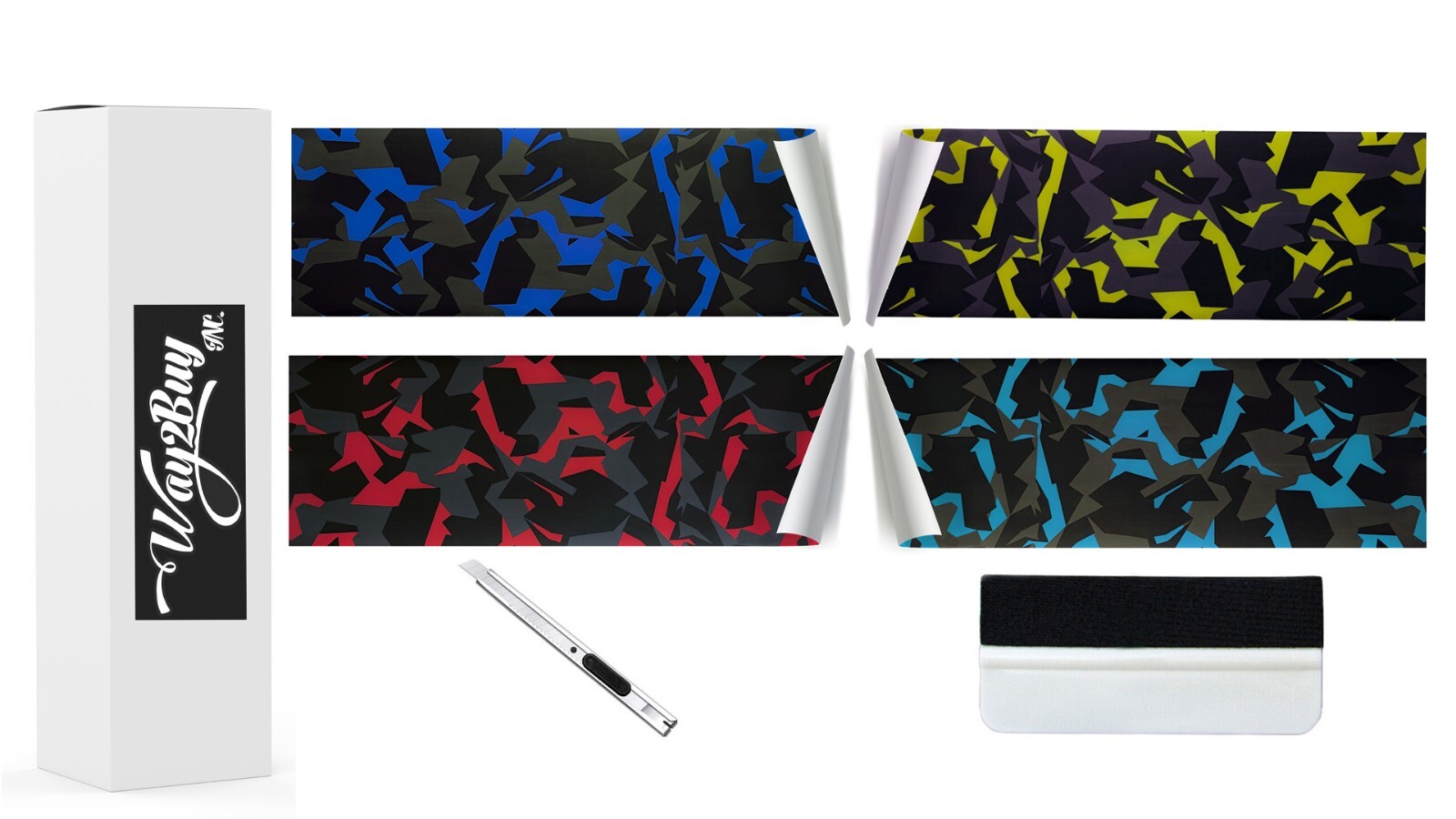 Way2BUY VINYL Geometric Red Black Gray GLOSS Camouflage Car Wrap Air Release