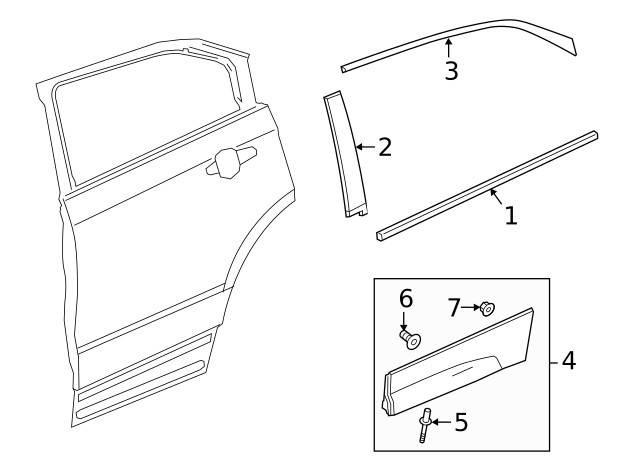 Genuine GM Rear Passenger Side Door Window Frame Front Applique 84963080