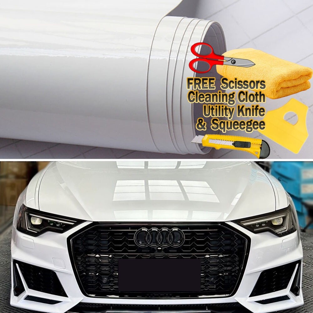 72″ x 60″ Gloss White Vinyl Film Wrap Sticker Decal Air Bubble Free 6ft x 5ft