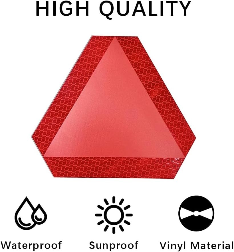 2PCS Slow Moving Vehicle Sign, Diamond Grade Reflective Sticker, 7″x8″ Car Sa…