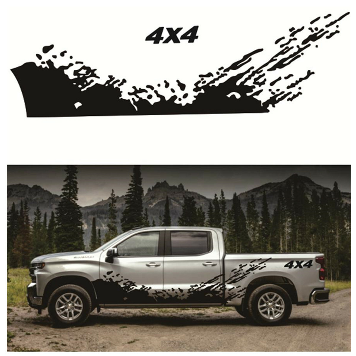 2PCS Splash Decal Car Side Body Graphics Vinyl Decoration Stickers Truck Pickup