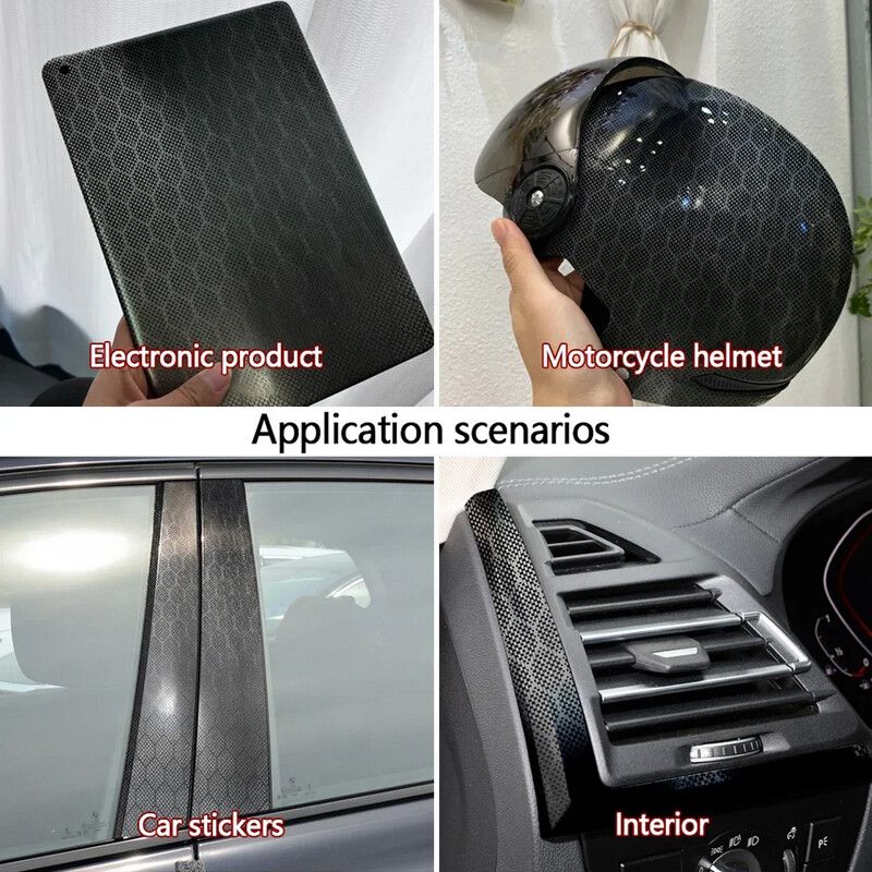 6D Honeycomb Carbon Fiber Sticker Diamond Forged Black Car Film Change Color