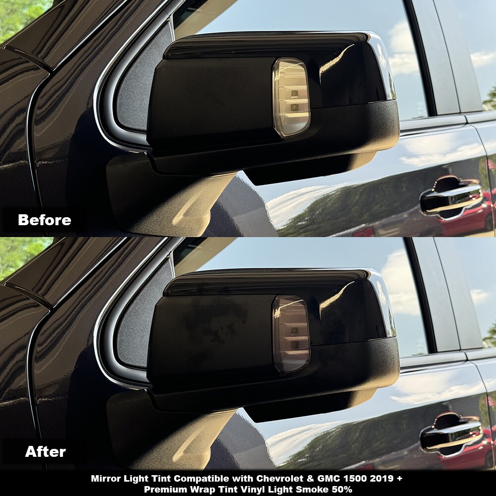 Crux Moto Mirror Tint Overlay Light Smoke 50% for Chevrolet & GMC 1500 19+