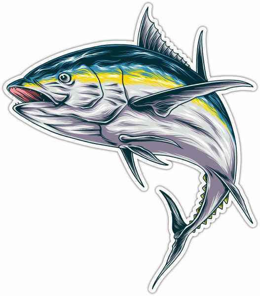 Yellowfin Tuna Fishing Fisherman Fish Hook Car Bumper Vinyl Sticker Decal 60cm