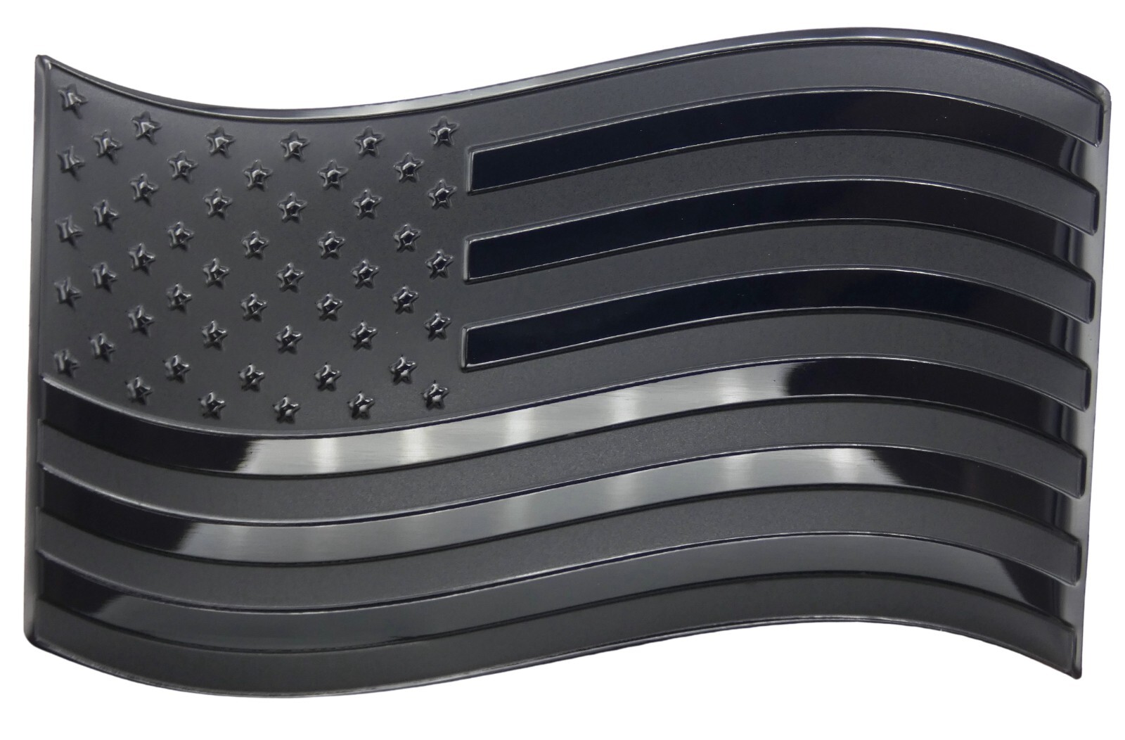 ALUMINUM Black American Flag Wavy Car Sticker Decal Emblem Truck 3.12″ x 1.75″