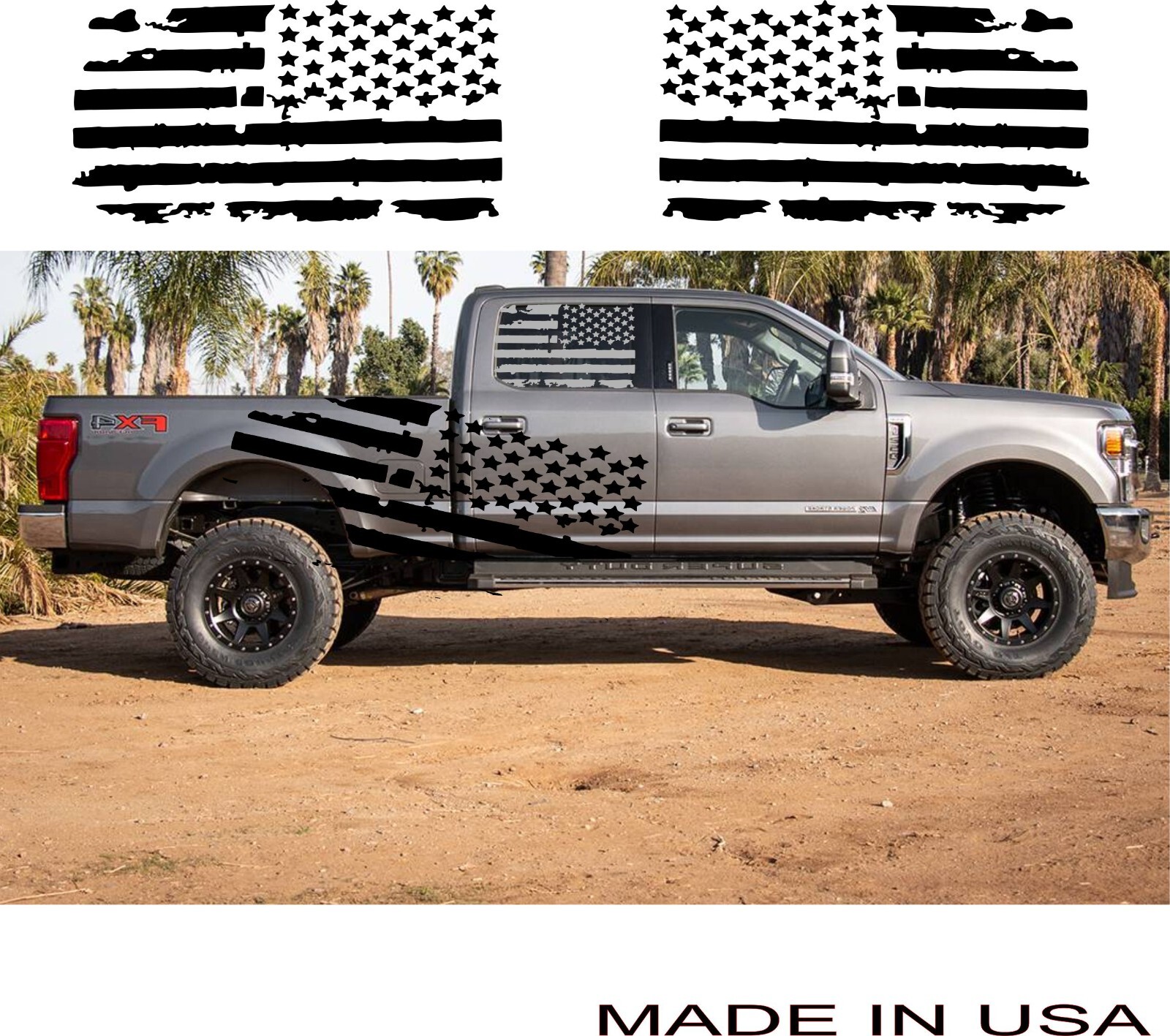 American Flag Vinyl Decals Left & Right Side Truck Car Graphics Stickers