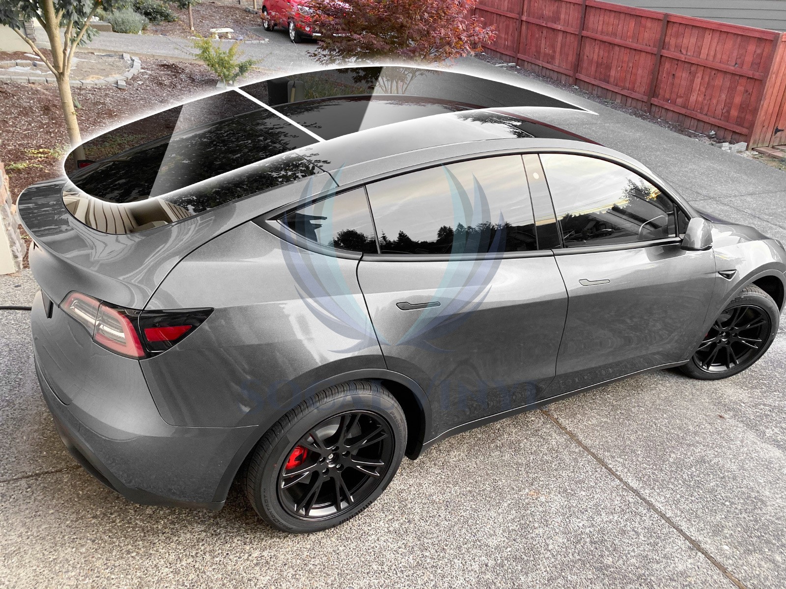 TPU Essmo Security Black Smoke Glass Sunroof VLT70% UV99% Windshield Sunshade
