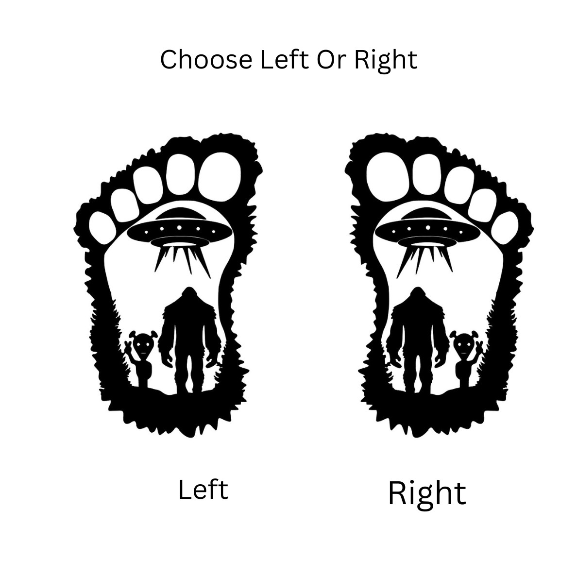 Alien Spaceship Bigfoot Vinyl Decal Choose Size and Color