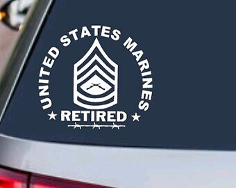 MARINE CORPS GUNNEY SERGEANT RETIRED DECAL – USMC Sticker Car Truck Decor SUV