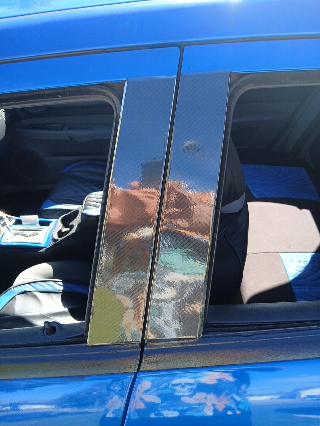 5D Carbon Fiber Texture Vinyl Car Exterior Pillar Post Door Window Sticker Trim