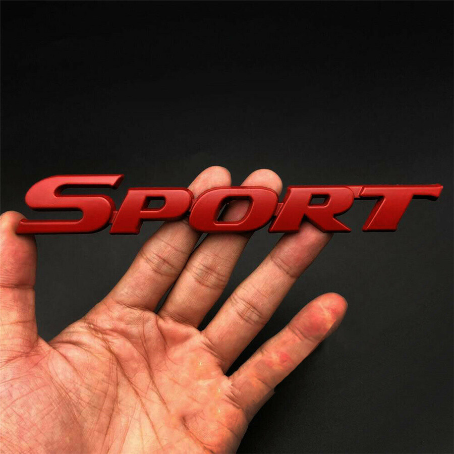 Car Trunk Tailgate Decal Metal Red Sport Logo Emblem Badge Sticker 165x23mm 1Pcs
