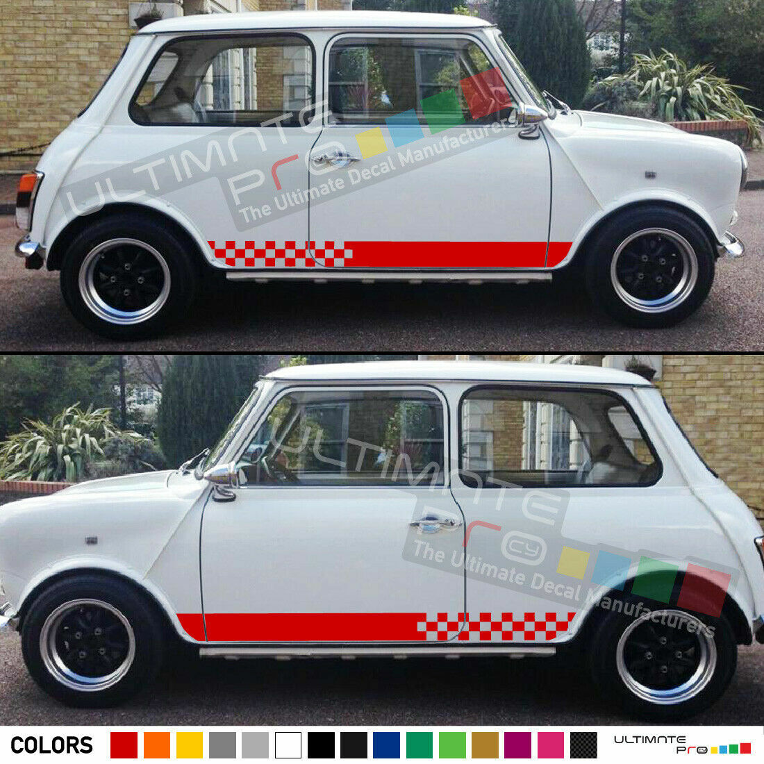 Decal for Classic mini cooper side door mirror Stripes left & right side Sticker