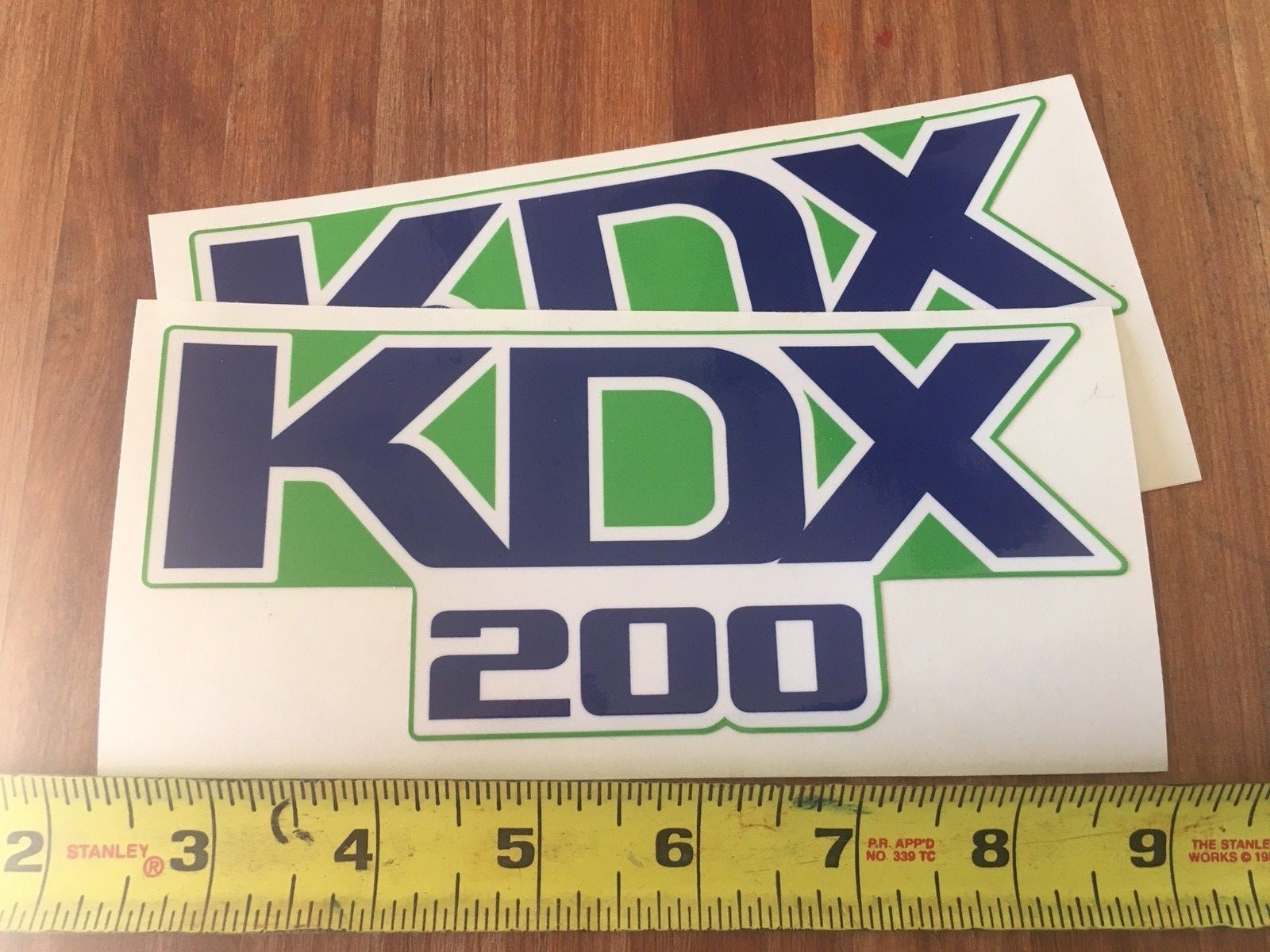 Kawasaki KDX 200 Motorcycle Tank Decals 6 3/8” Long 1988 Set 2