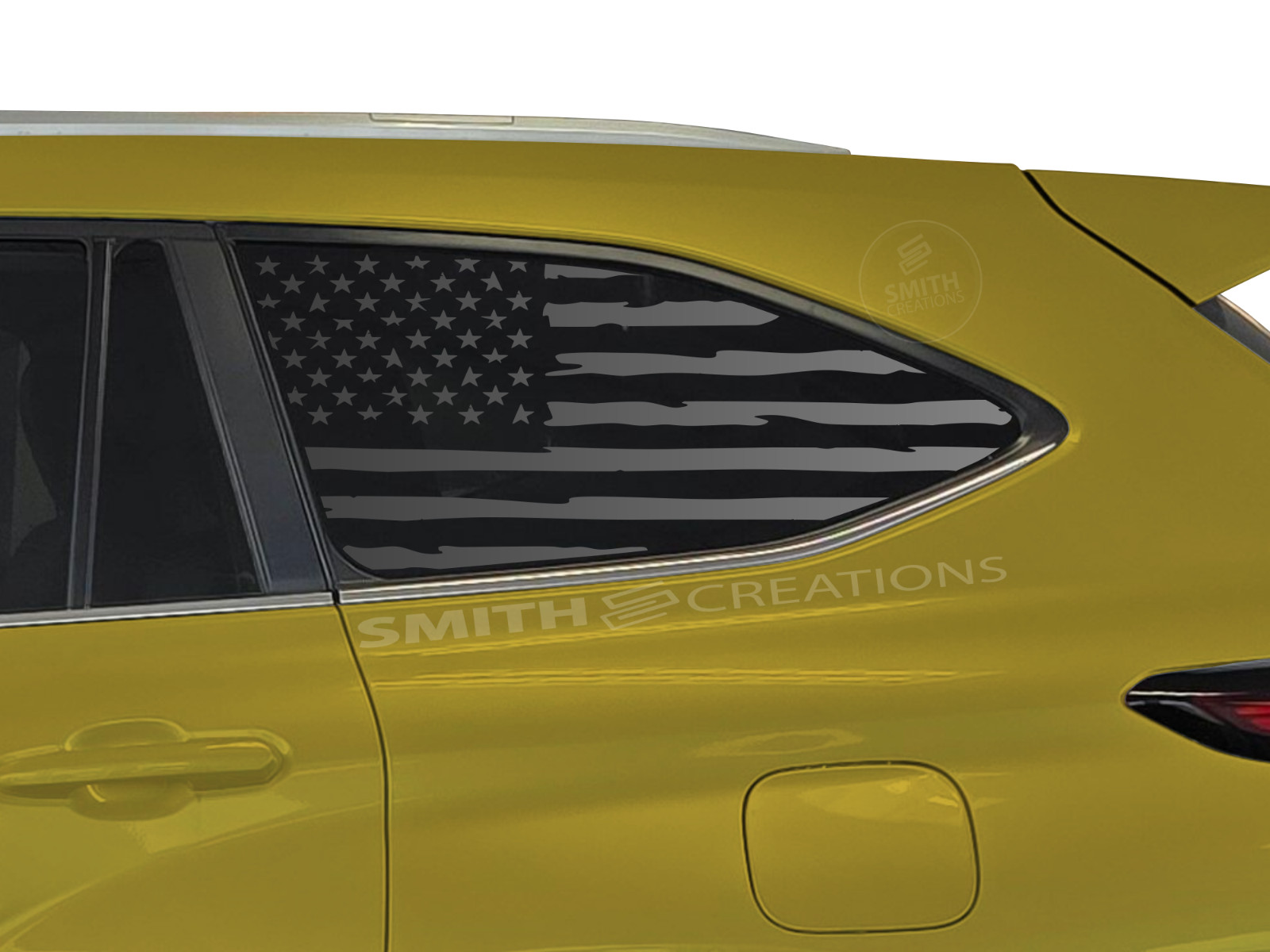 Fits 2020-2025 Toyota Highland – Distressed American Flag Window Decal Pre Cut