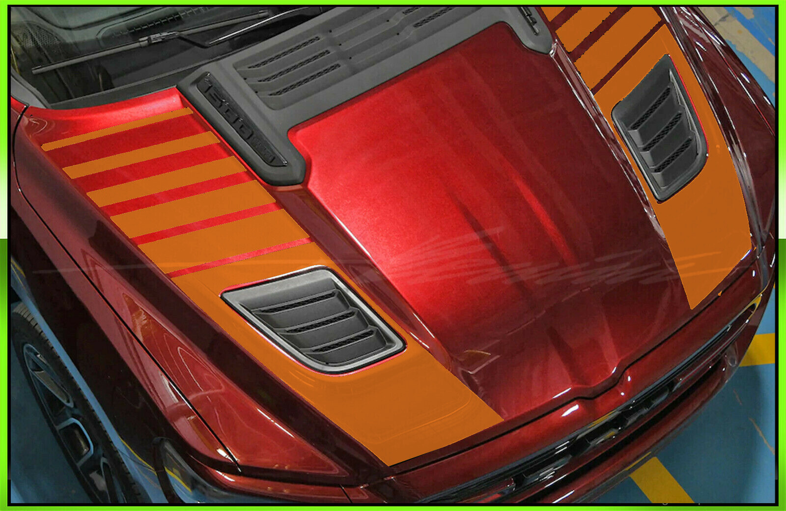 Strobe Hood Blackout Racing Stripes – Fits – 2019-2026 up Ram 1500