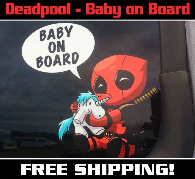 Baby Deadpool Baby On Board Sticker, Deadpool Baby on Board Bumper Sticker Decal