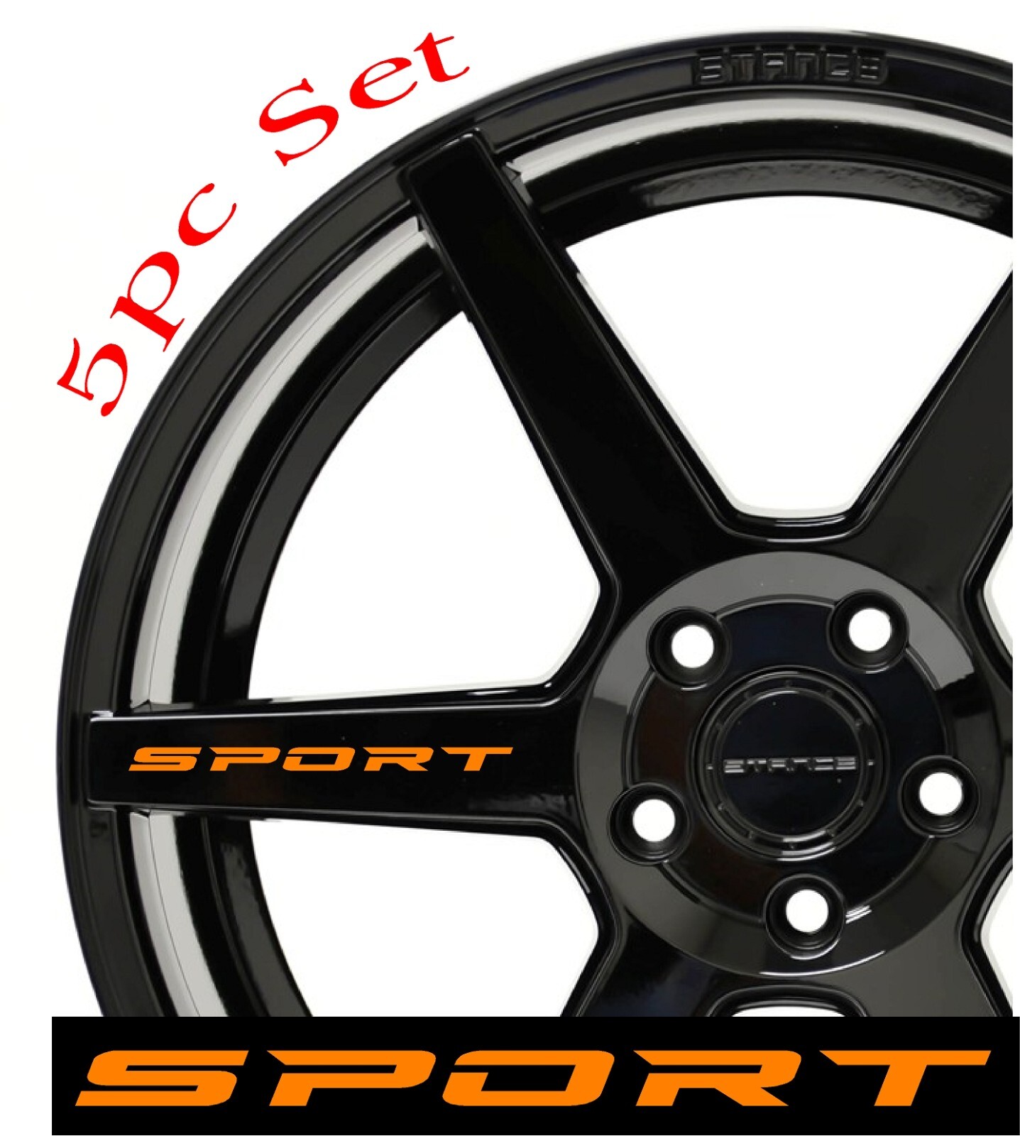SPORT Decal Sticker Wheels Rims Racing Sport car Sticker Emblem logo 5pcs