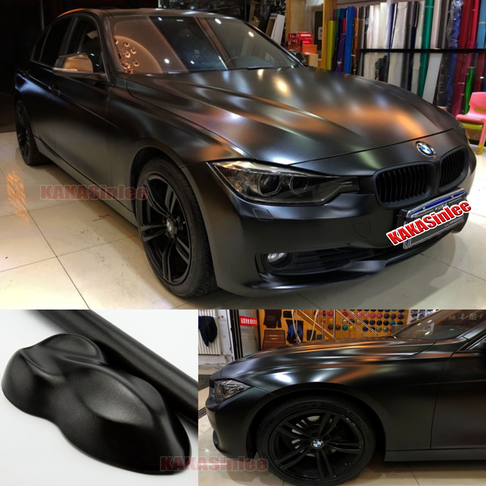 Whole Car Wrap Pearl Metal Satin Chrome Vinyl Adhesive Sticker Black Flexible US