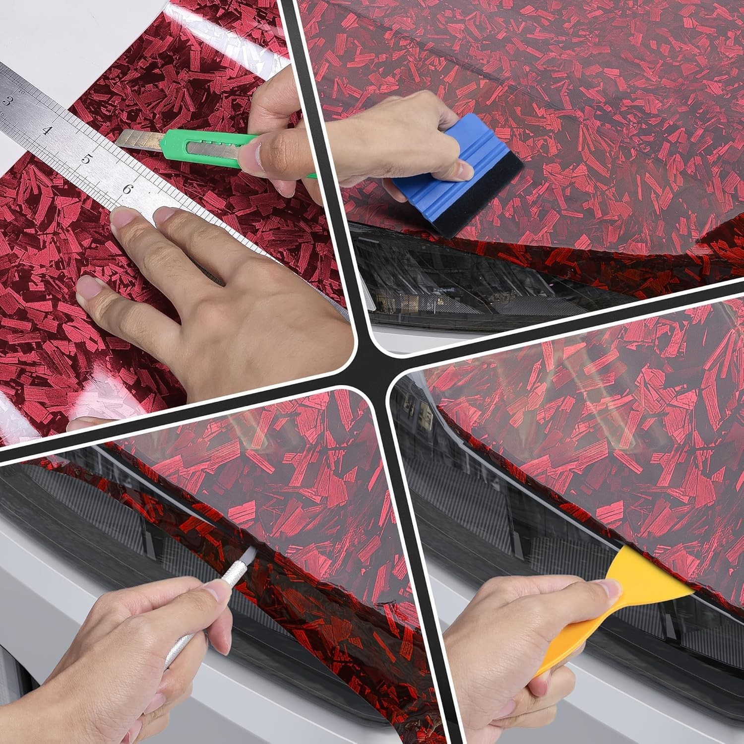 DIY Self-Adhesive Forged Carbon Wrap Film 1ft x 5ft With Installation Tools