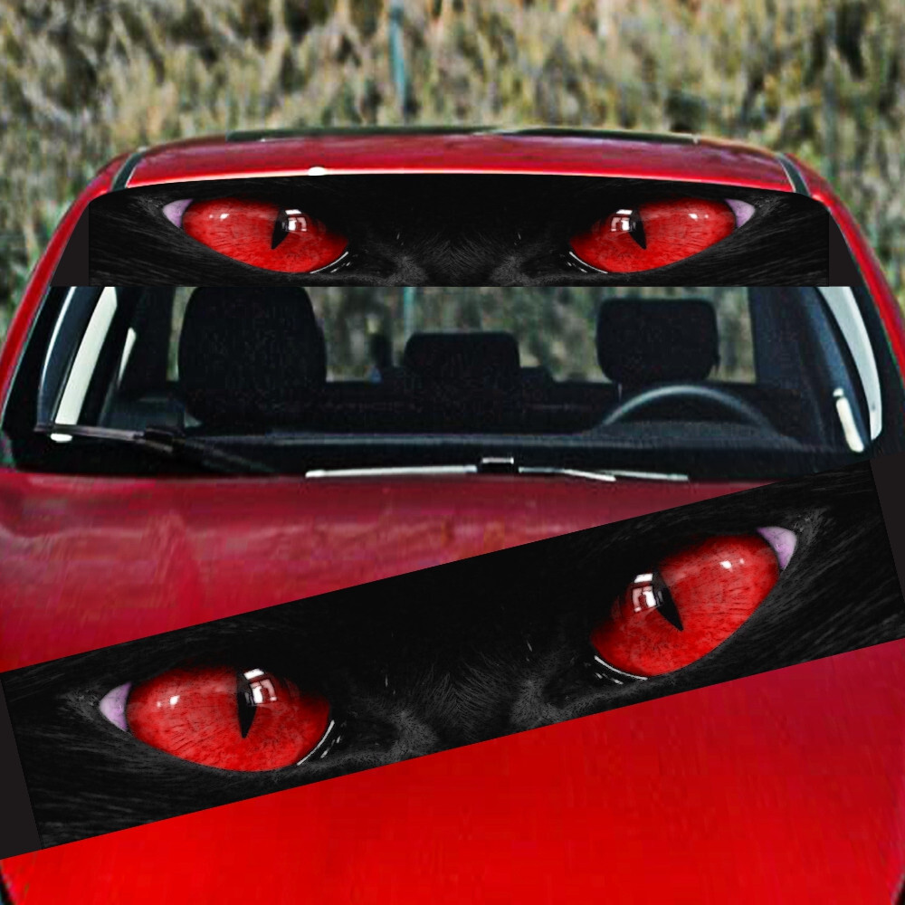 Car Front Windshield Front Glass Sunshade Sticker Visor Strip Cat’s Eyes Decal