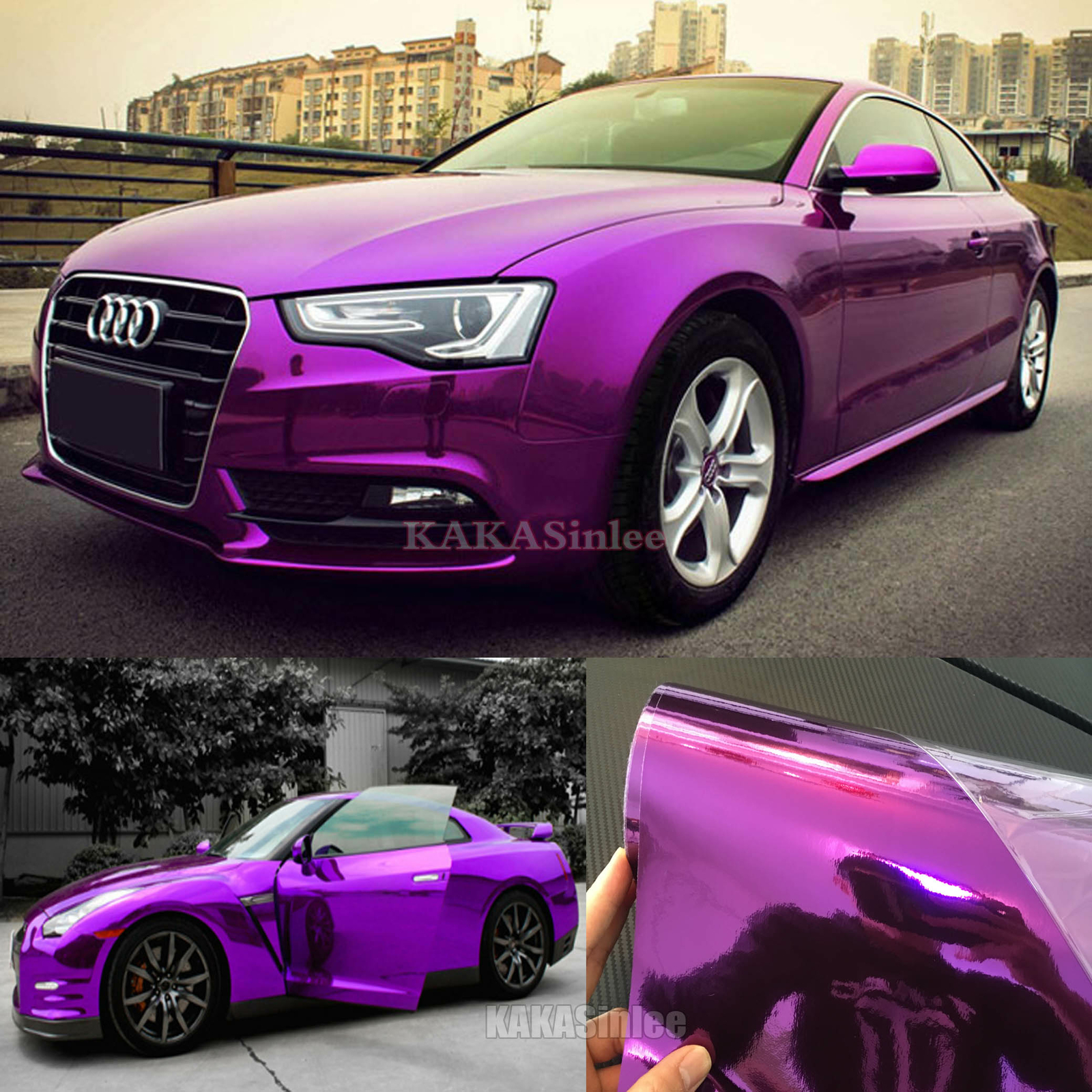 Smooth Car Mirror Chrome Vinyl Wrap Decal Decors Film Sticker Bubbles Free ABUS