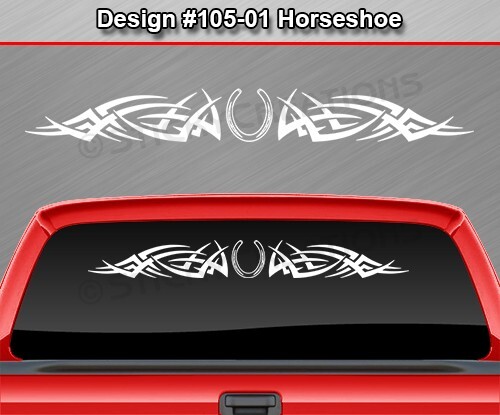 105-01 HORSESHOE Windshield Decal Window Sticker Vinyl Graphic Design Trailer