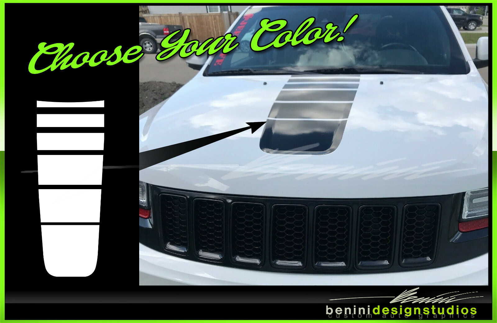 Hood Stripe Decal -FITS 2011 and up 2014 2015 2016 2017 2019 Jeep Grand Cherokee