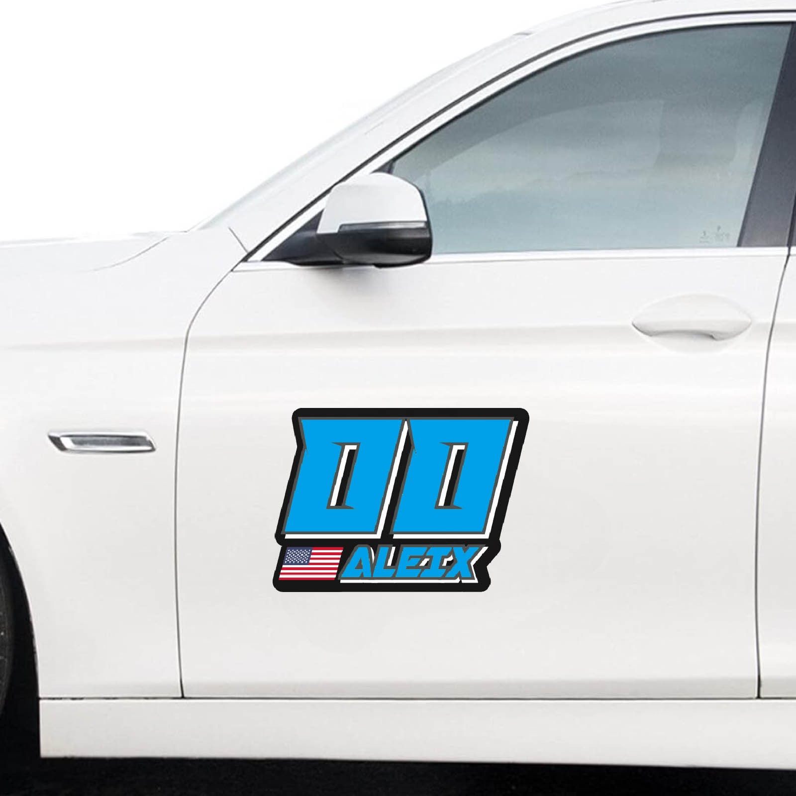 Number Name Flag Stickers 12 inch Height x1 For Autocross Rally Sports Cars