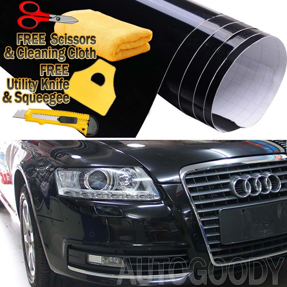 60″ x 60″ Gloss Black Vinyl Film Wrap Sticker Decal Air Bubble Free 5ft x 5ft