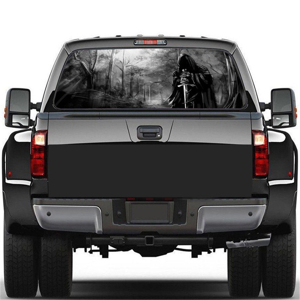 22×65″ Rear Window Perforated Graphic Decal Grim Reaper Sticker For Pickup Truck