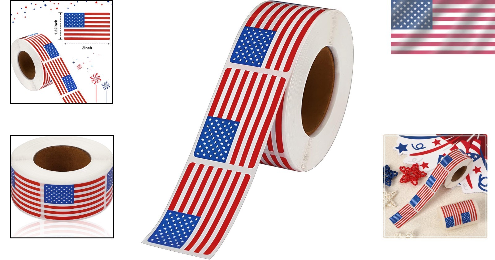2×1.22 Inch Patriotic American Flag Stickers – Ideal for Decorations & Events