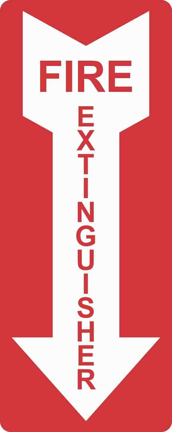 4in x 10in Arrow Fire Extinguisher Permanent Wall Sign Door Permanent Decal