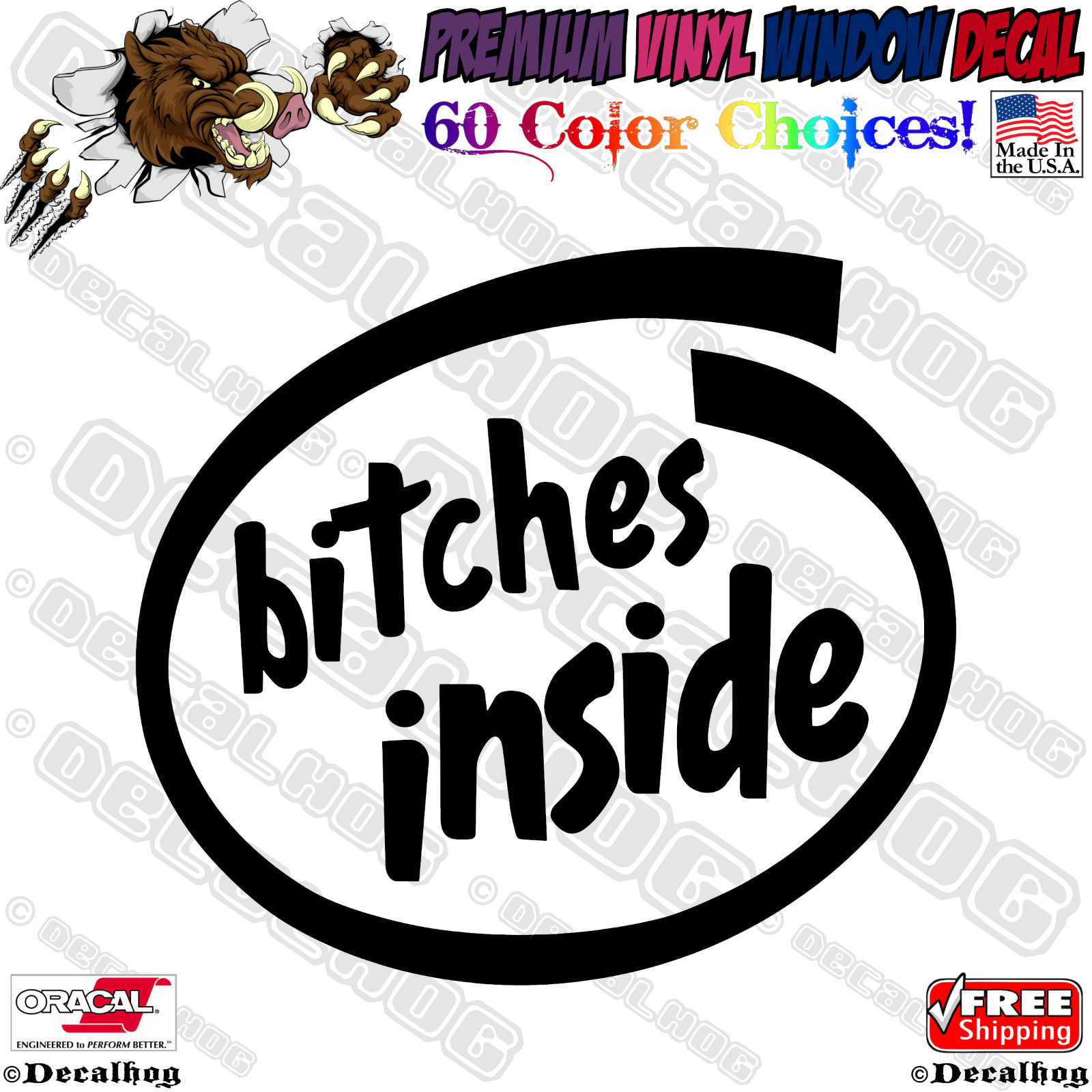 Bitches Inside Funny Car Truck Window Wall Laptop Gift Vinyl Decal Sticker.