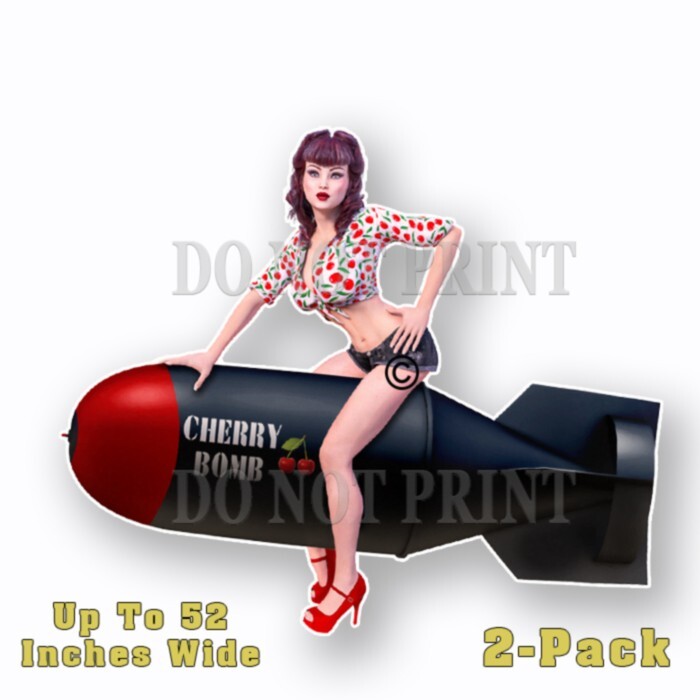 Cherry Bomb PINUP HOT ROD PIN UP RAT STICKER RACING MOTORCYCLE TOOL BOX GUNS 2PK