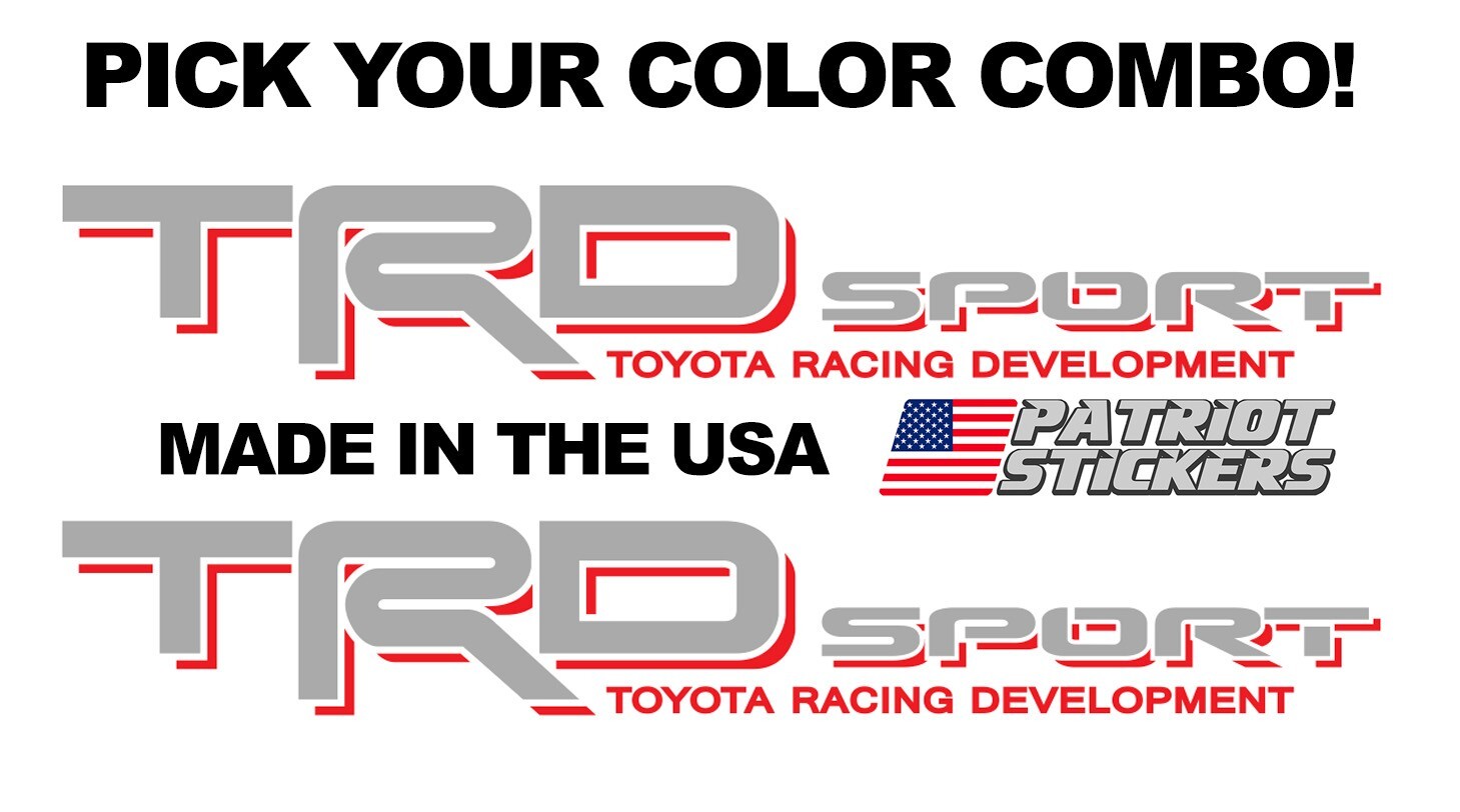 Pair (2) TRD Sport Stickers Decals, Fits Toyota Tacoma, Tundra, 4Runner, FJ