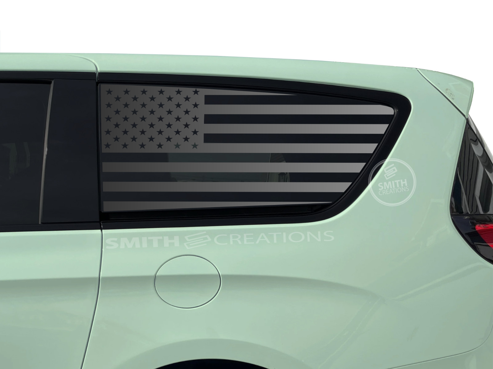 Fits 2017-2026 Chrysler Pacifica & Voyager Standard American Flag Window Decal