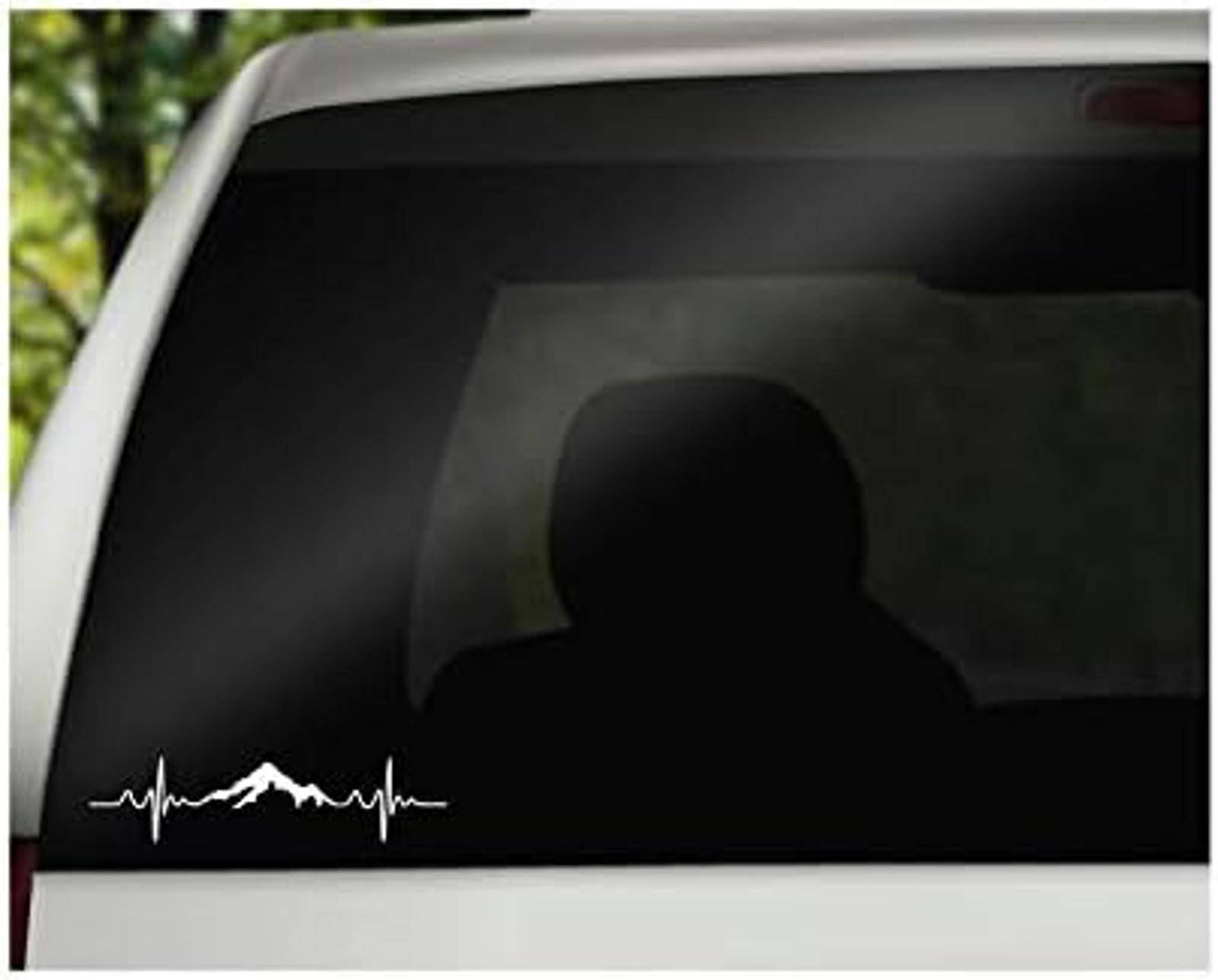 Mountain Pulse Vinyl Sticker Decal |White | 8.0 x 2.0 inch