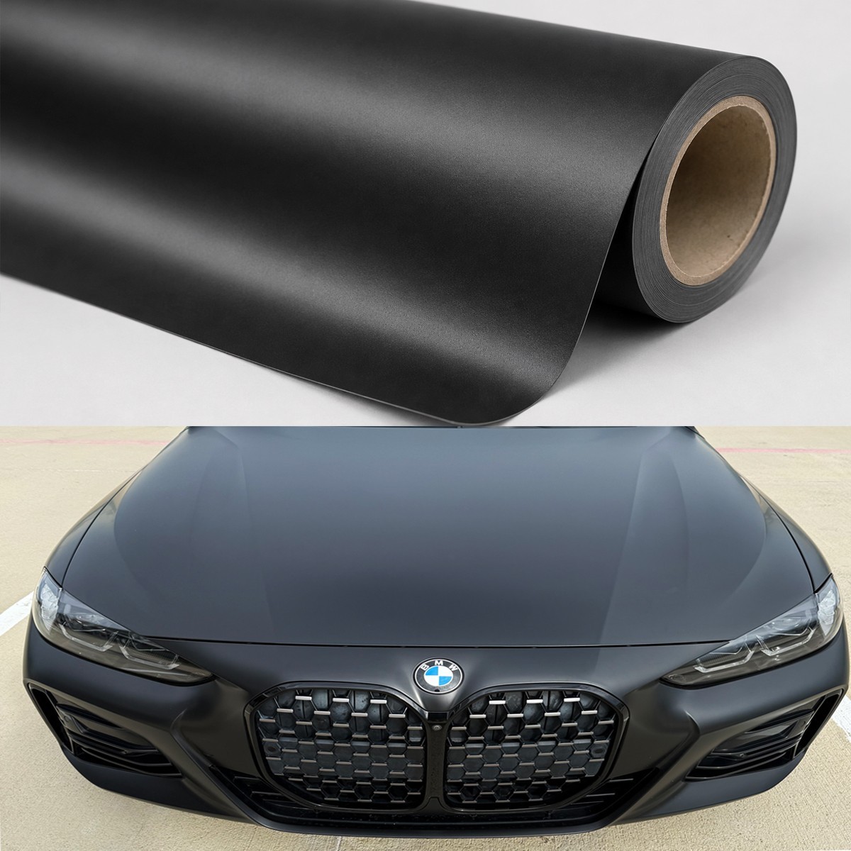 72″x60″ Flat Matte Black Car Vinyl Wrap Self Adhesive Air Release 6ft x 5ft