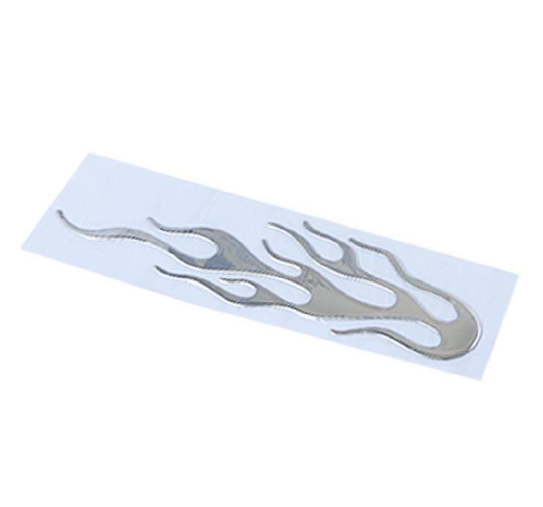 CAR 3D HOOD TRUNK SIDE FENDER DOOR BUMPER DECORATION DECAL STICKER Flame silver