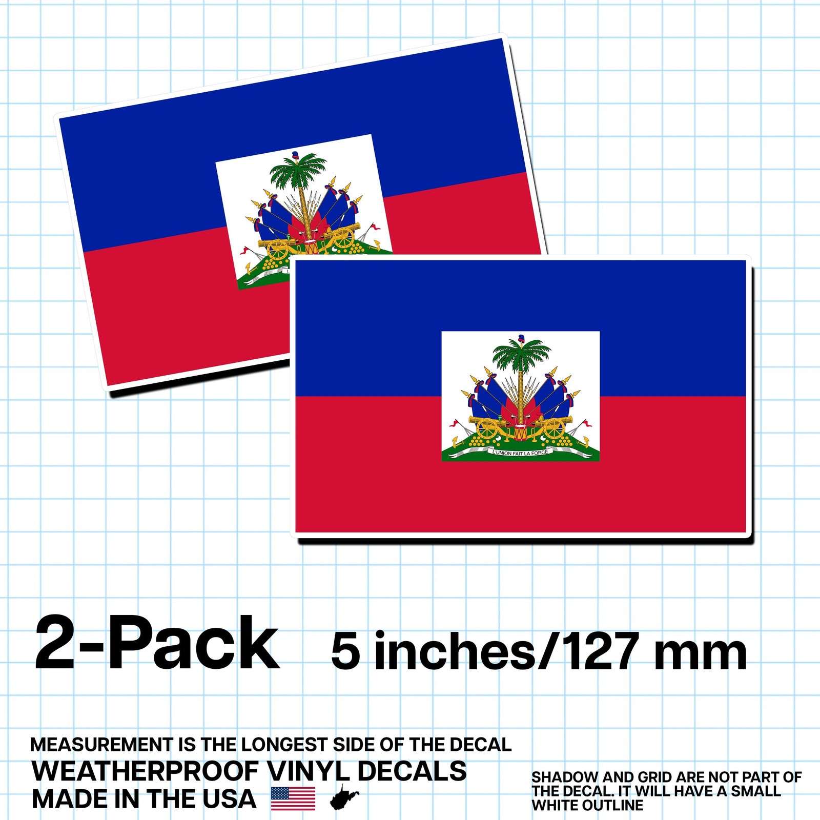 Haiti Flag Sticker 5″ 2-Pack – HT Decal – Haitian Pride Vinyl