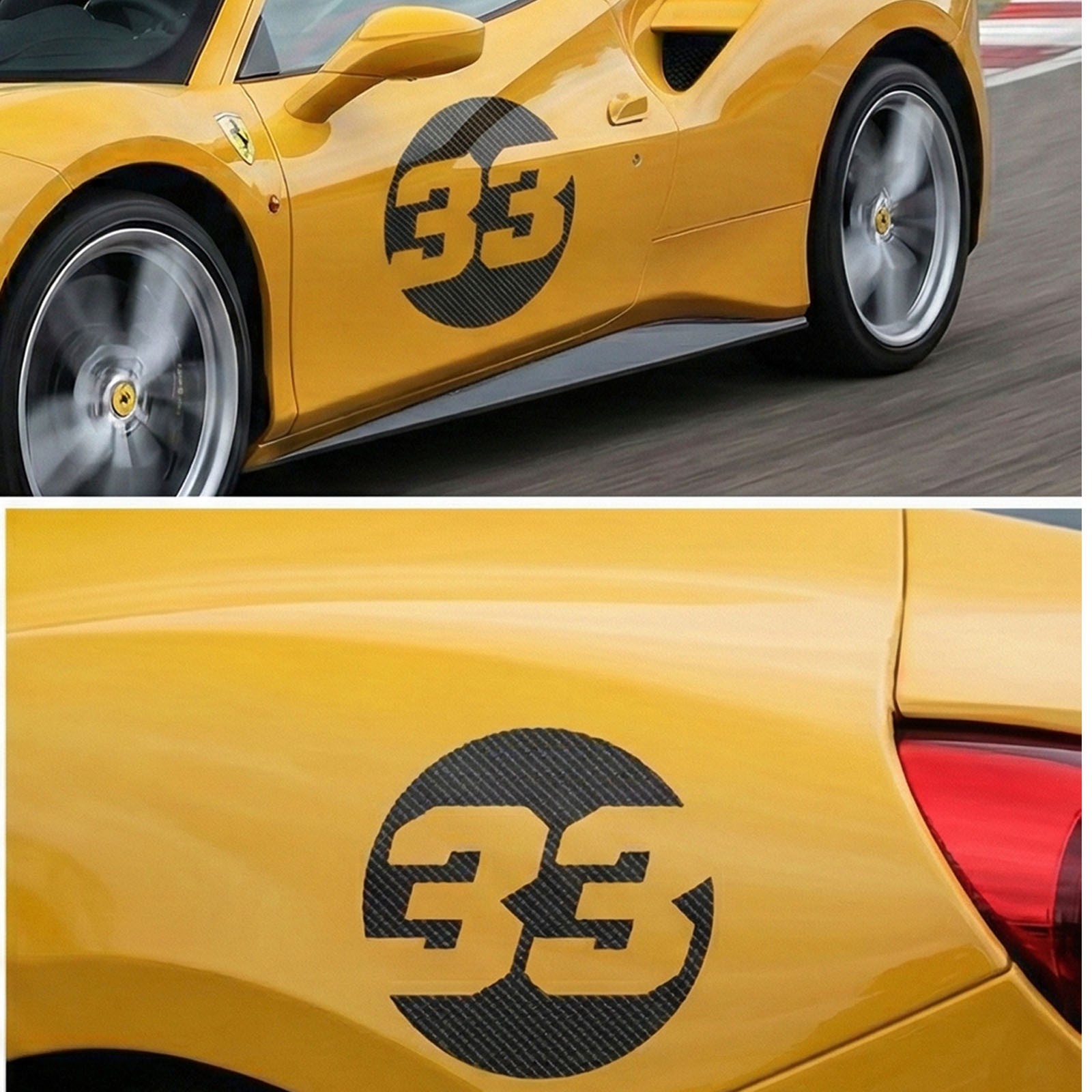 Custom Round Racing Number Carbon Fiber Vinyl Sticker Decals x2 Show Paint Color
